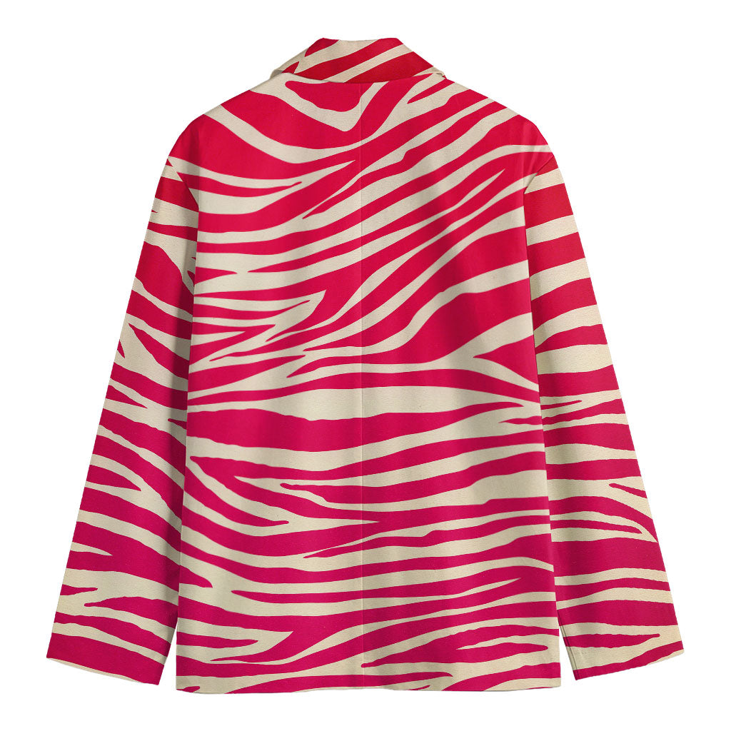 Hot Pink Zebra Pattern Print Men's Cotton Blazer