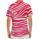 Hot Pink Zebra Pattern Print Men's Deep V-Neck Shirt