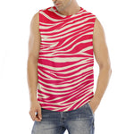 Hot Pink Zebra Pattern Print Men's Fitness Tank Top