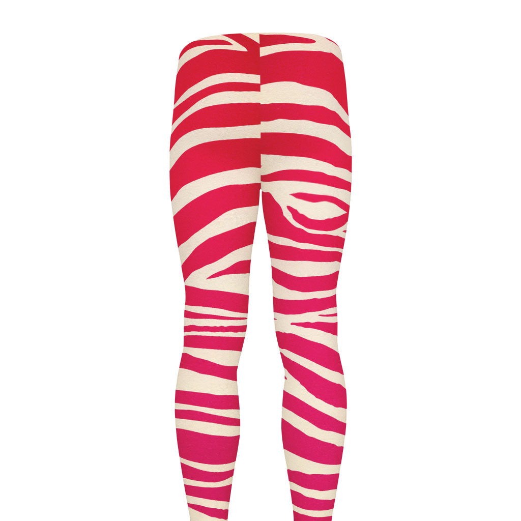 Hot Pink Zebra Pattern Print Men's leggings