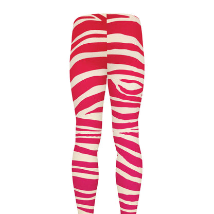Hot Pink Zebra Pattern Print Men's leggings