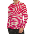 Hot Pink Zebra Pattern Print Men's Long Sleeve Rash Guard
