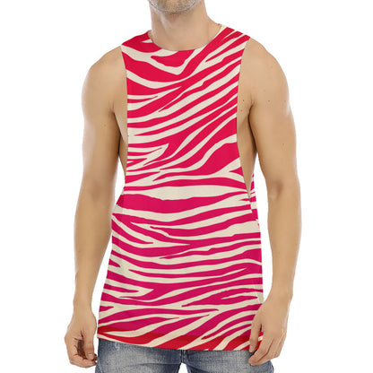 Hot Pink Zebra Pattern Print Men's Muscle Tank Top