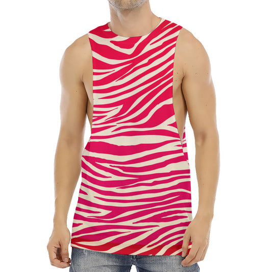 Hot Pink Zebra Pattern Print Men's Muscle Tank Top