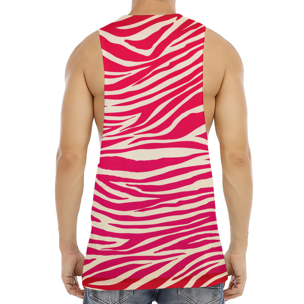 Hot Pink Zebra Pattern Print Men's Muscle Tank Top