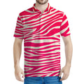 Hot Pink Zebra Pattern Print Men's Polo Shirt