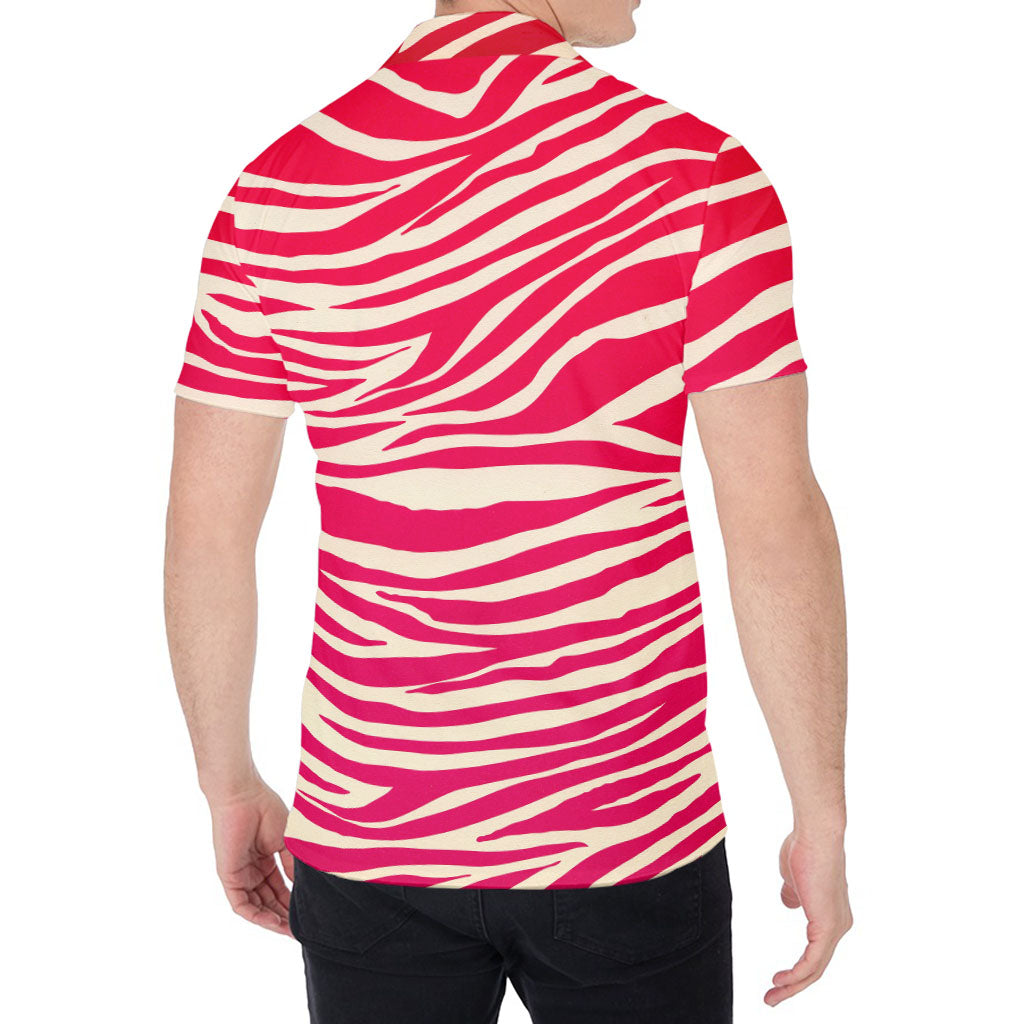 Hot Pink Zebra Pattern Print Men's Shirt