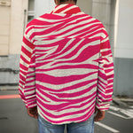 Hot Pink Zebra Pattern Print Men's Shirt Jacket