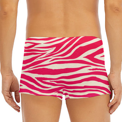 Hot Pink Zebra Pattern Print Men's Short Boxer Briefs