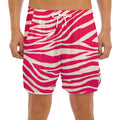 Hot Pink Zebra Pattern Print Men's Split Running Shorts