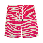 Hot Pink Zebra Pattern Print Men's Sports Shorts