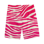 Hot Pink Zebra Pattern Print Men's Sports Shorts