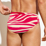 Hot Pink Zebra Pattern Print Men's Swim Briefs