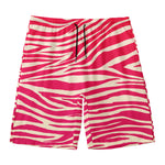 Hot Pink Zebra Pattern Print Men's Swim Trunks