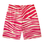 Hot Pink Zebra Pattern Print Men's Swim Trunks