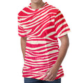 Hot Pink Zebra Pattern Print Men's Velvet T-Shirt