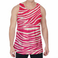Hot Pink Zebra Pattern Print Men's Velvet Tank Top