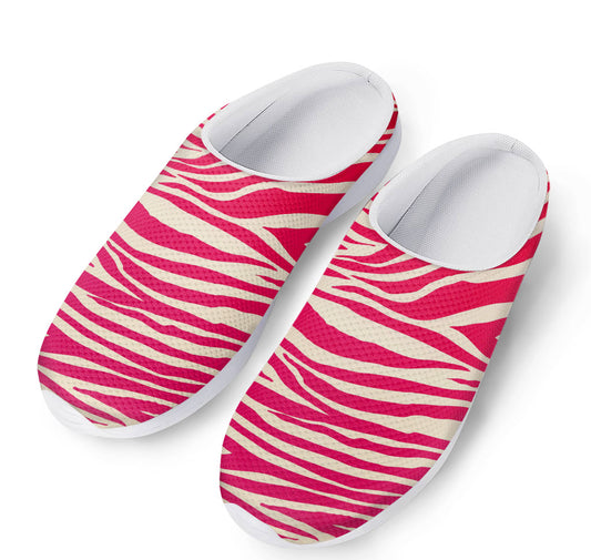 Hot Pink Zebra Pattern Print Mesh Casual Shoes