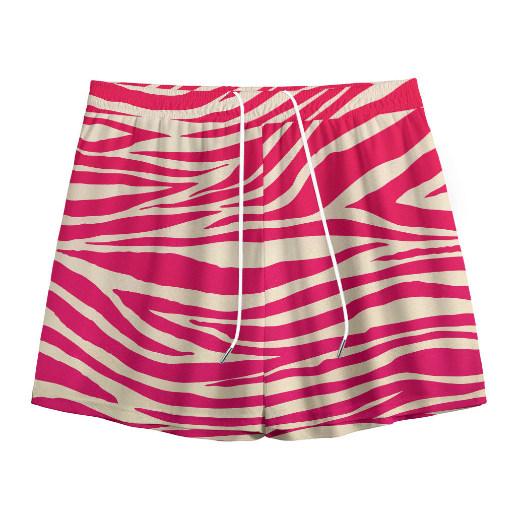 Hot Pink Zebra Pattern Print Mesh Shorts
