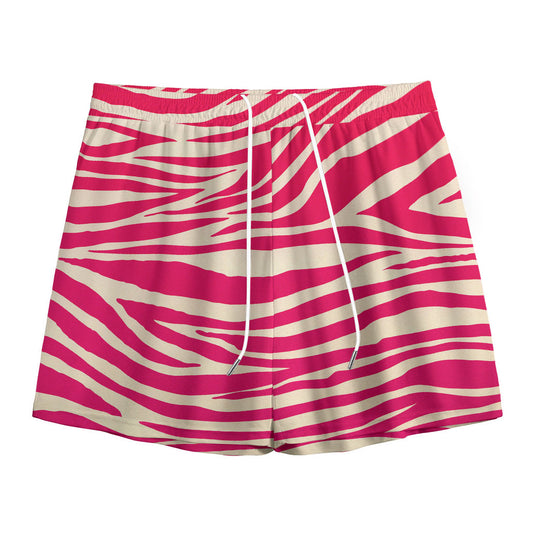 Hot Pink Zebra Pattern Print Mesh Shorts