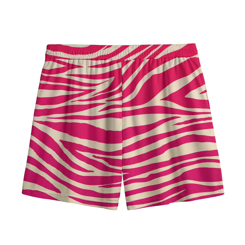 Hot Pink Zebra Pattern Print Mesh Shorts