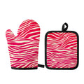 Hot Pink Zebra Pattern Print Oven Mitt And Pot Holder Set