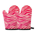 Hot Pink Zebra Pattern Print Oven Mitts
