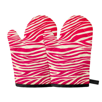 Hot Pink Zebra Pattern Print Oven Mitts