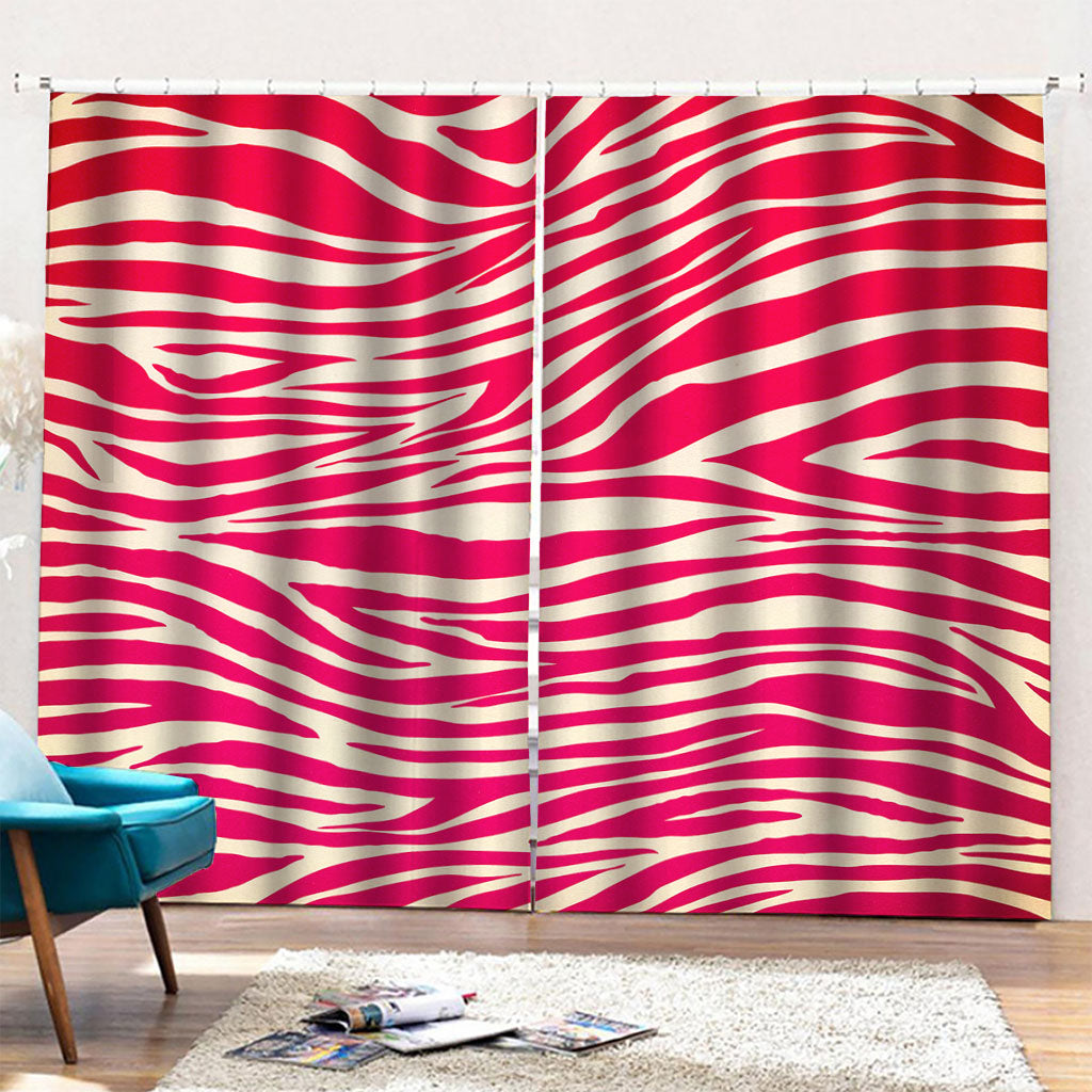 Hot Pink Zebra Pattern Print Pencil Pleat Curtains