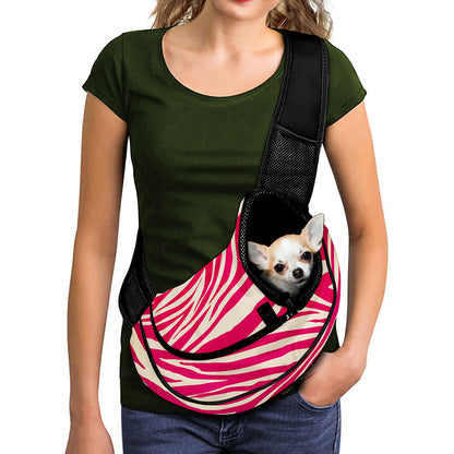 Hot Pink Zebra Pattern Print Pet Sling Carrier