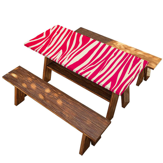 Hot Pink Zebra Pattern Print Picnic Table Cover