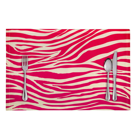Hot Pink Zebra Pattern Print Placemat