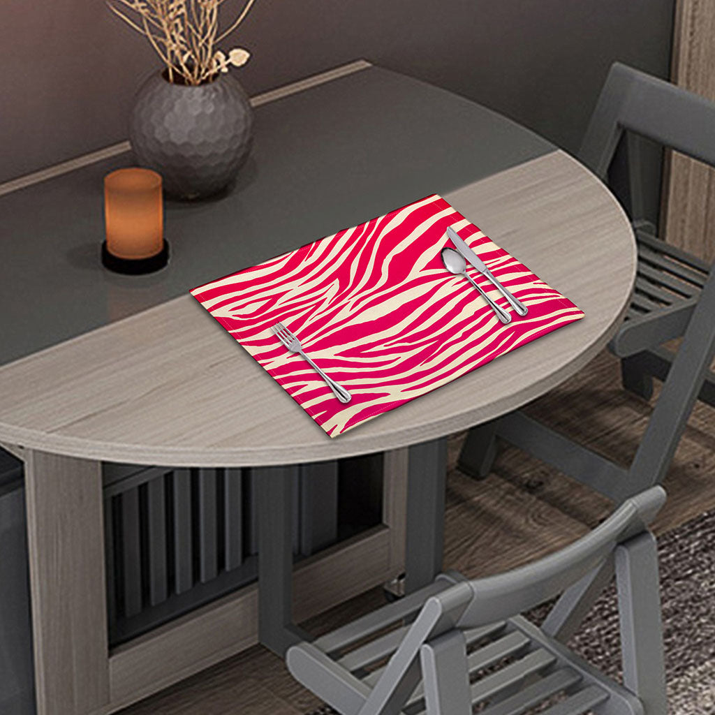 Hot Pink Zebra Pattern Print Placemat