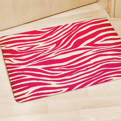 Hot Pink Zebra Pattern Print Polyester Doormat