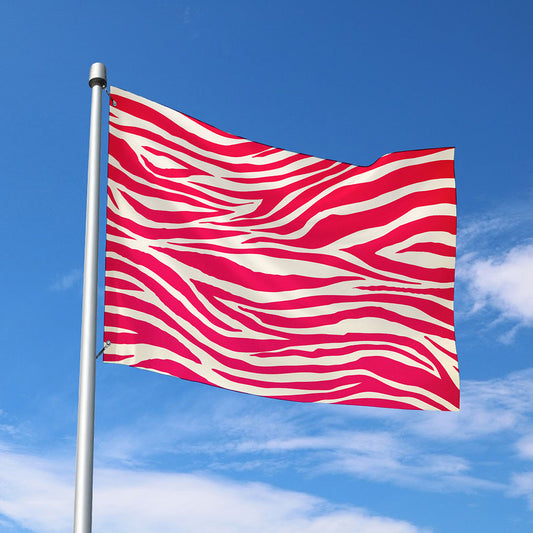 Hot Pink Zebra Pattern Print Polyester Flag