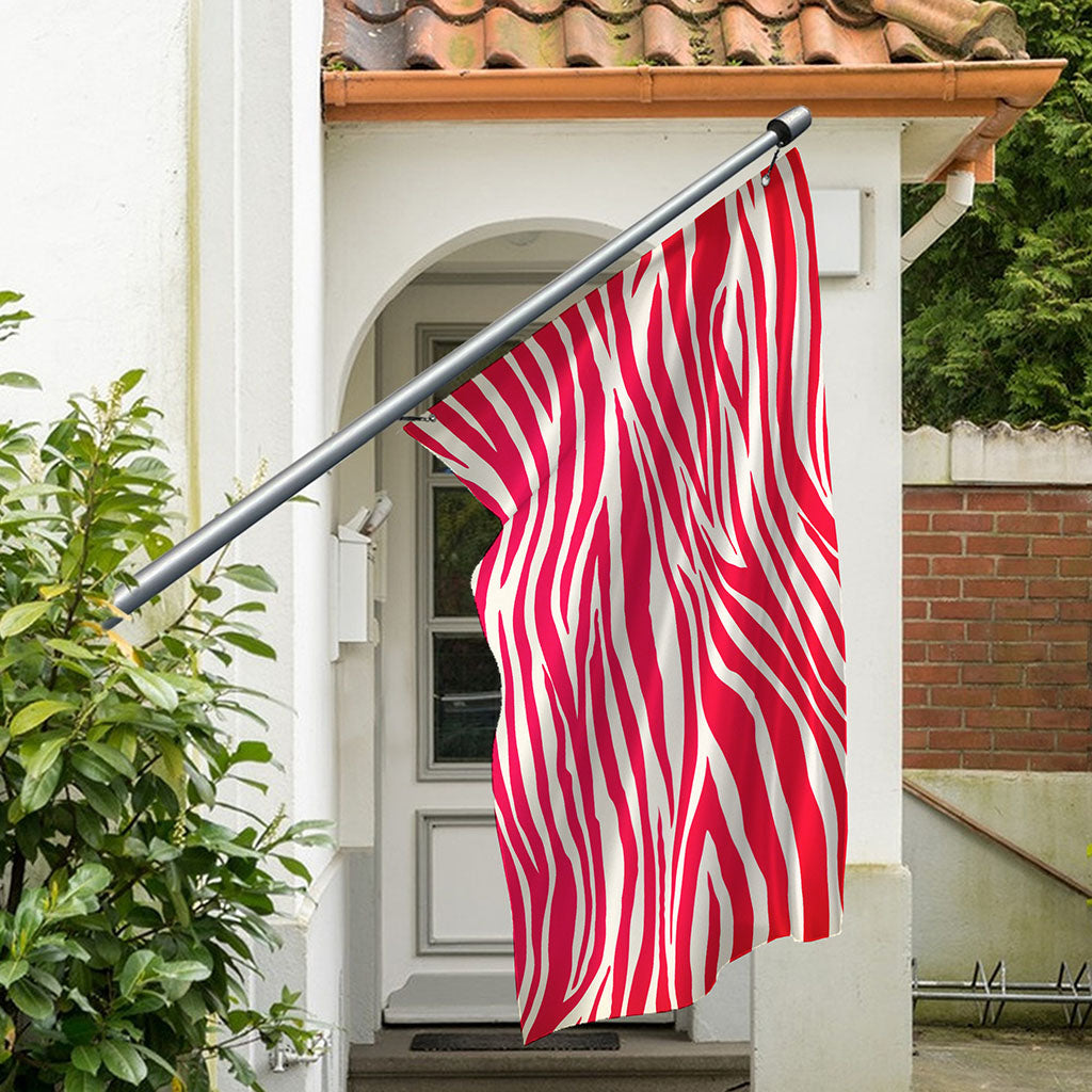 Hot Pink Zebra Pattern Print Polyester Flag