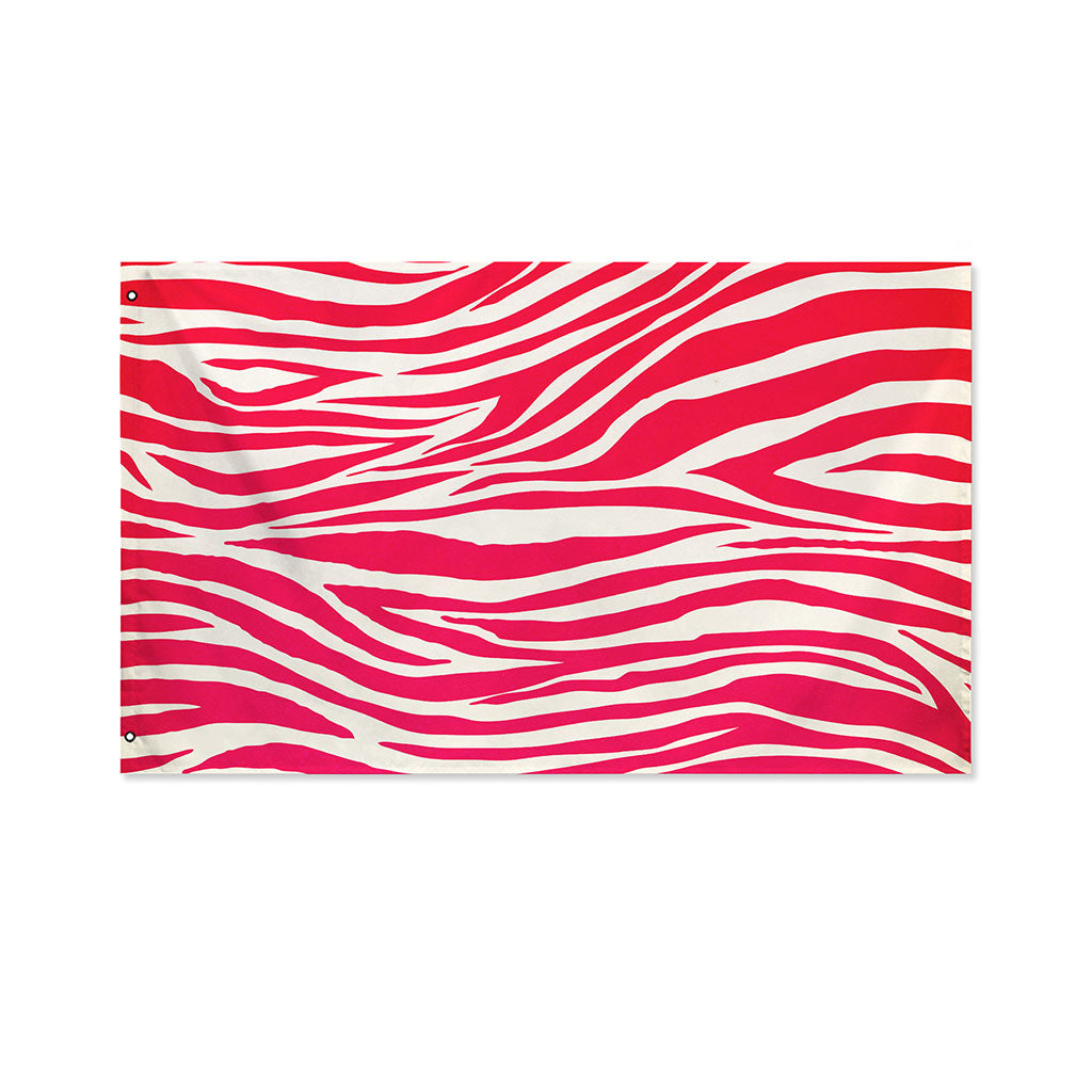 Hot Pink Zebra Pattern Print Polyester Flag