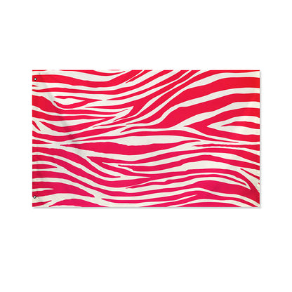 Hot Pink Zebra Pattern Print Polyester Flag