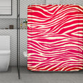 Hot Pink Zebra Pattern Print Polyester Shower Curtain