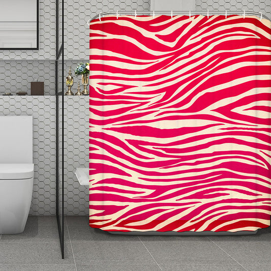 Hot Pink Zebra Pattern Print Polyester Shower Curtain