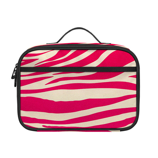 Hot Pink Zebra Pattern Print Portable Lunch Bag