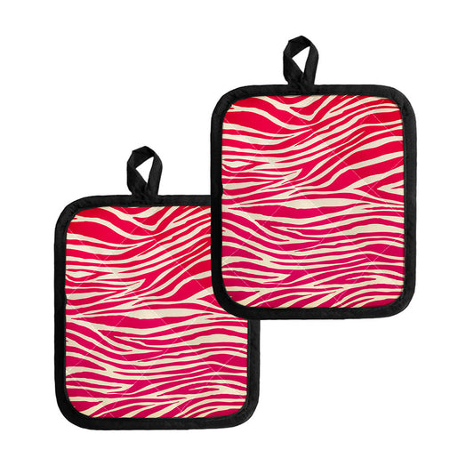 Hot Pink Zebra Pattern Print Pot Holders