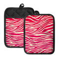 Hot Pink Zebra Pattern Print Pot Holders With Pocket