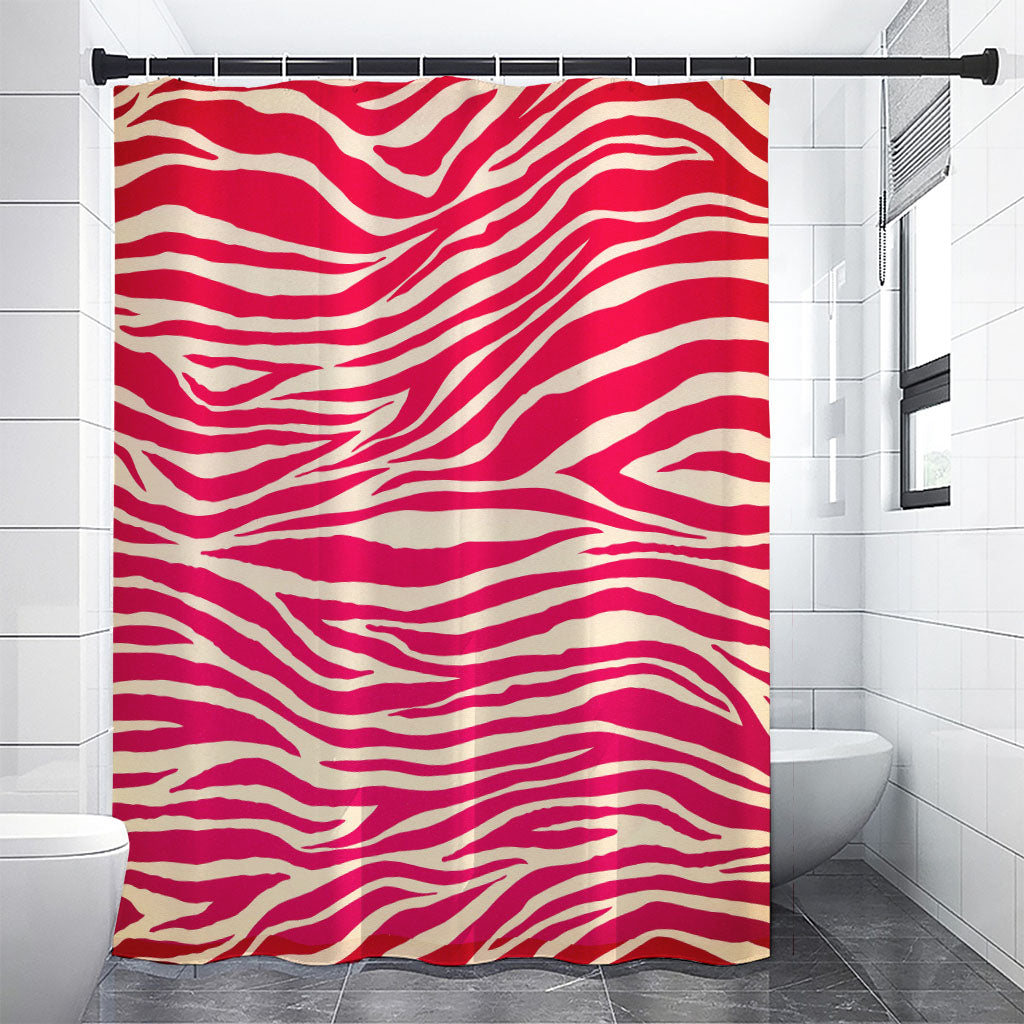 Hot Pink Zebra Pattern Print Premium Shower Curtain