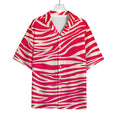 Hot Pink Zebra Pattern Print Rayon Hawaiian Shirt