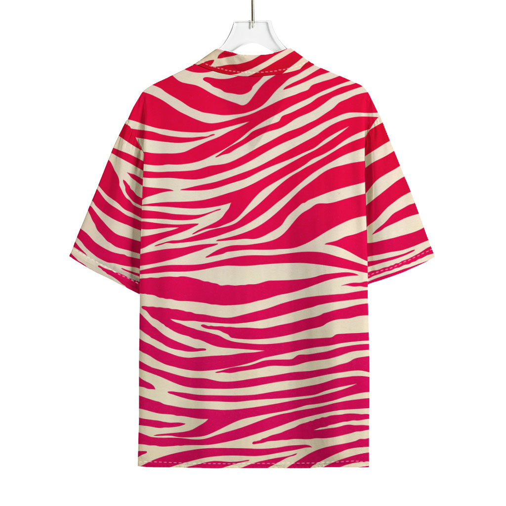 Hot Pink Zebra Pattern Print Rayon Hawaiian Shirt