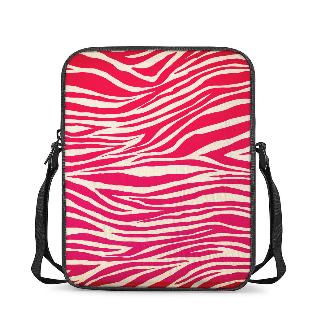 Hot Pink Zebra Pattern Print Rectangular Crossbody Bag