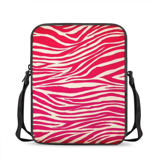 Hot Pink Zebra Pattern Print Rectangular Crossbody Bag
