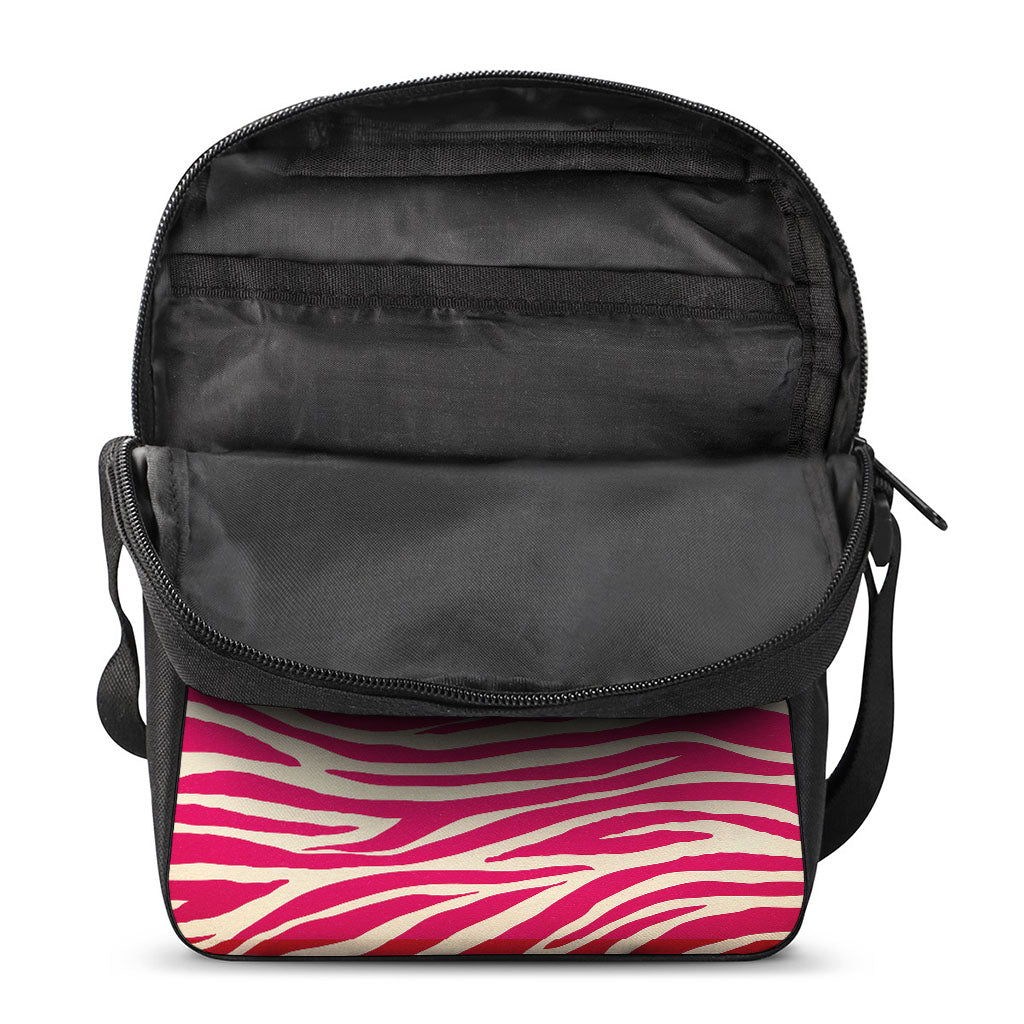 Hot Pink Zebra Pattern Print Rectangular Crossbody Bag