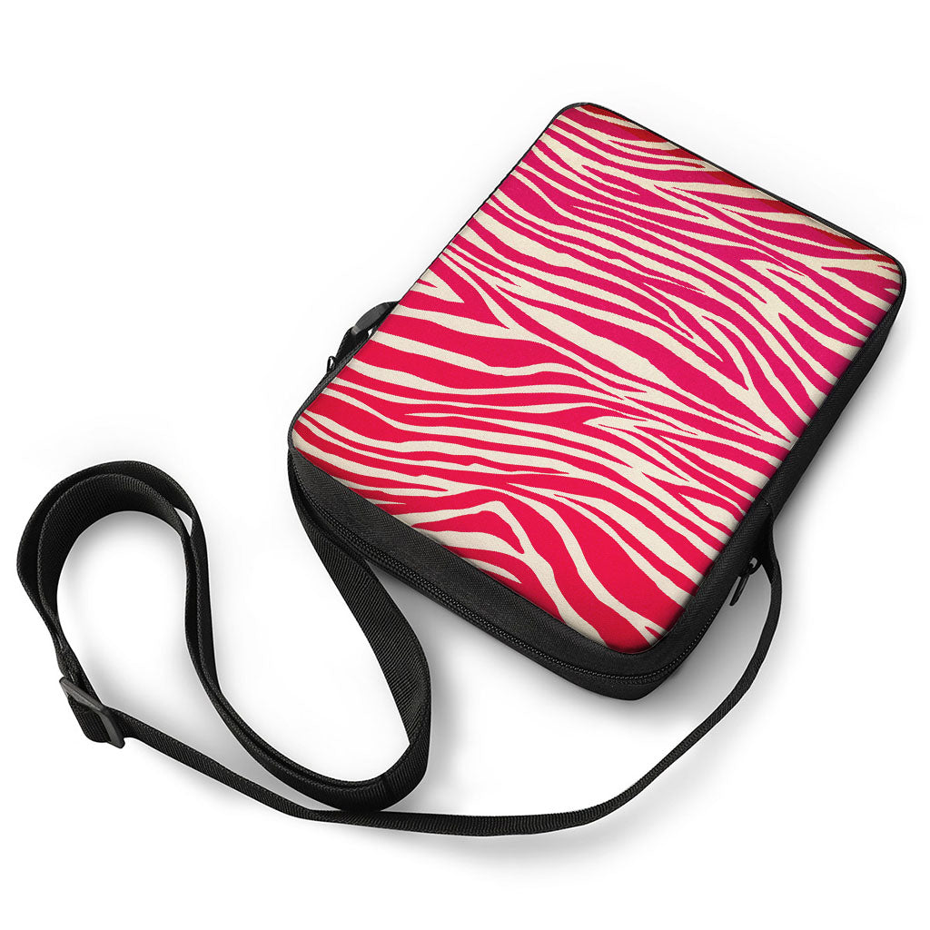 Hot Pink Zebra Pattern Print Rectangular Crossbody Bag